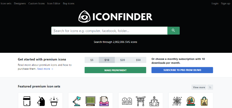 acquisto icone per sito web