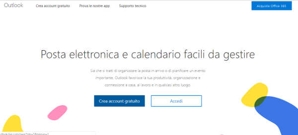 pagina iniziale per iscrizione hotmail