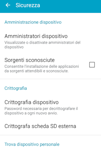 autorizzare sorgenti sconosciute