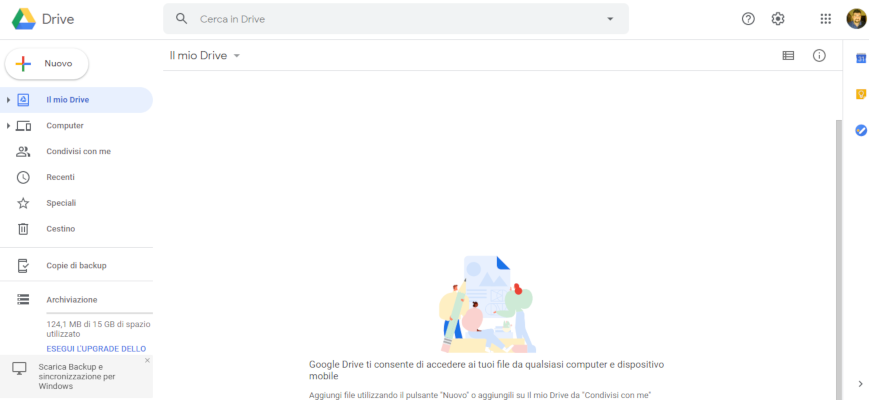 pannello di controllo google drive